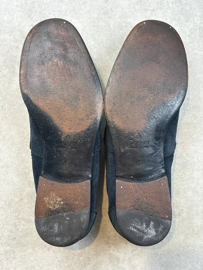 Gucci Navy Blue Suede Horsebit Loafers wmCFqQw 7
