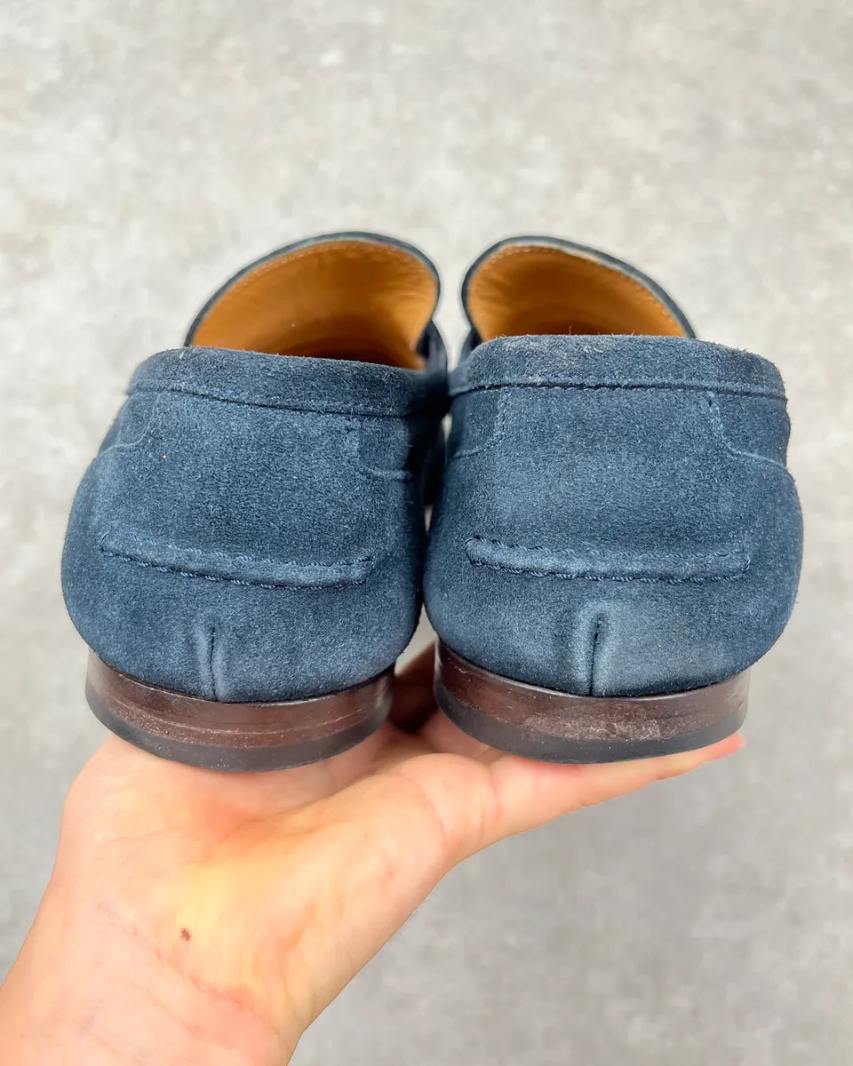 Gucci Navy Suede Horsebit Loafer Shoes catkcRr 4