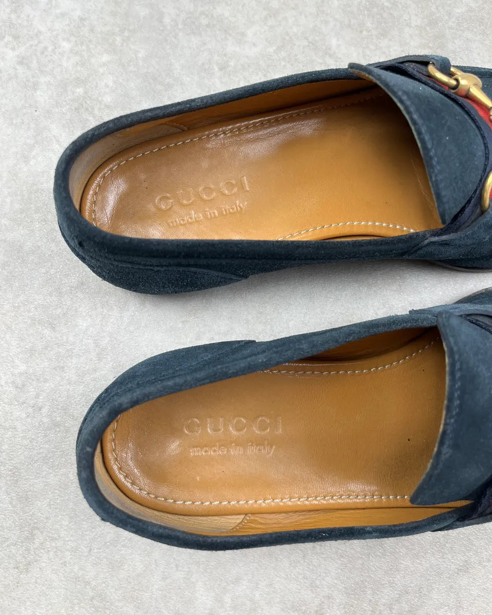 Gucci Navy Suede Horsebit Loafer Shoes catkcRr 5