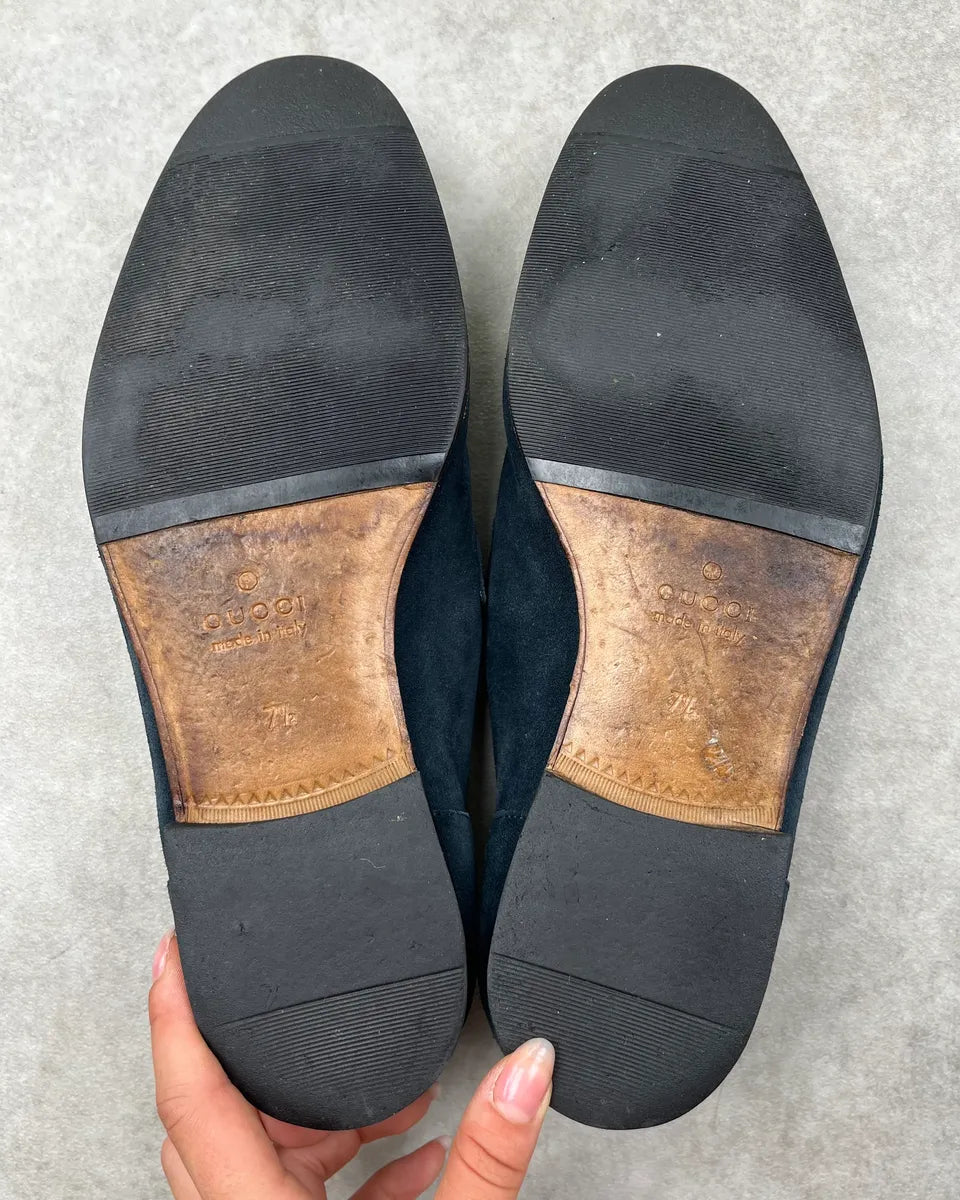 Gucci Navy Suede Horsebit Loafer Shoes catkcRr 6