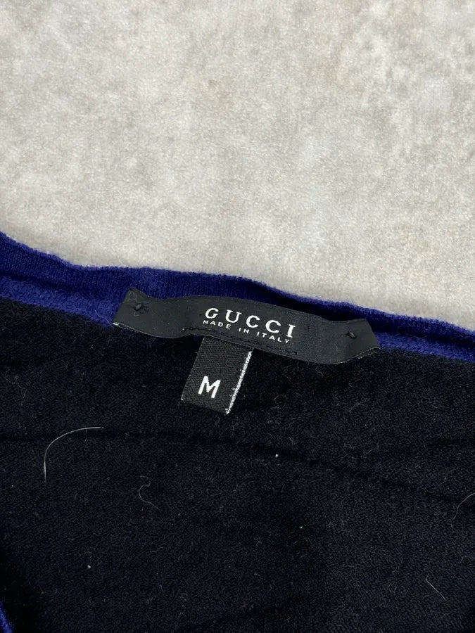 AW2009 Gucci Navy & Black Cashmere Polka Dot V-Neck Sweater by Frida Giannini VMEUOBi 7