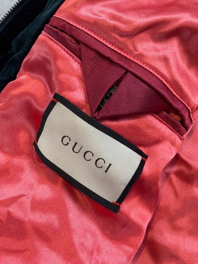 AW2017 Gucci Navy Velvet Embroidered Cobra Floral Bomber Jacket RoWahdN 10
