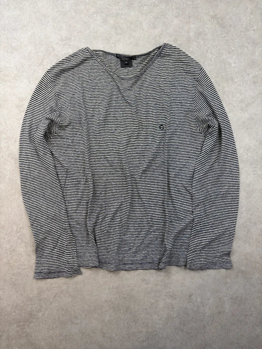 Gucci Navy White Striped Cotton Longsleeve JIBDelr 0