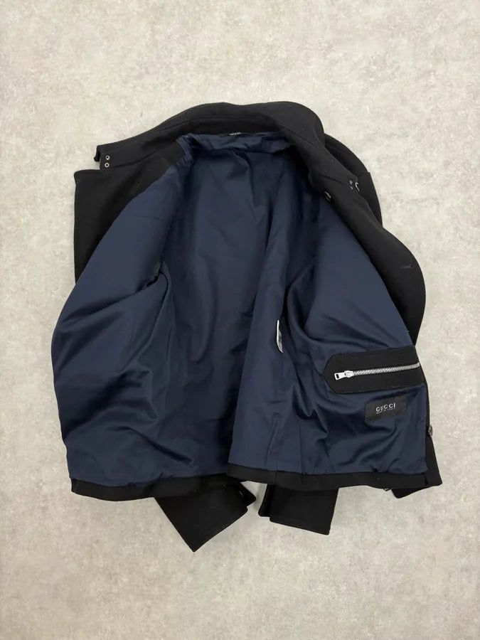 2010S Gucci Black Wool Classy Caban Officer Jacket BJjaJPX 7