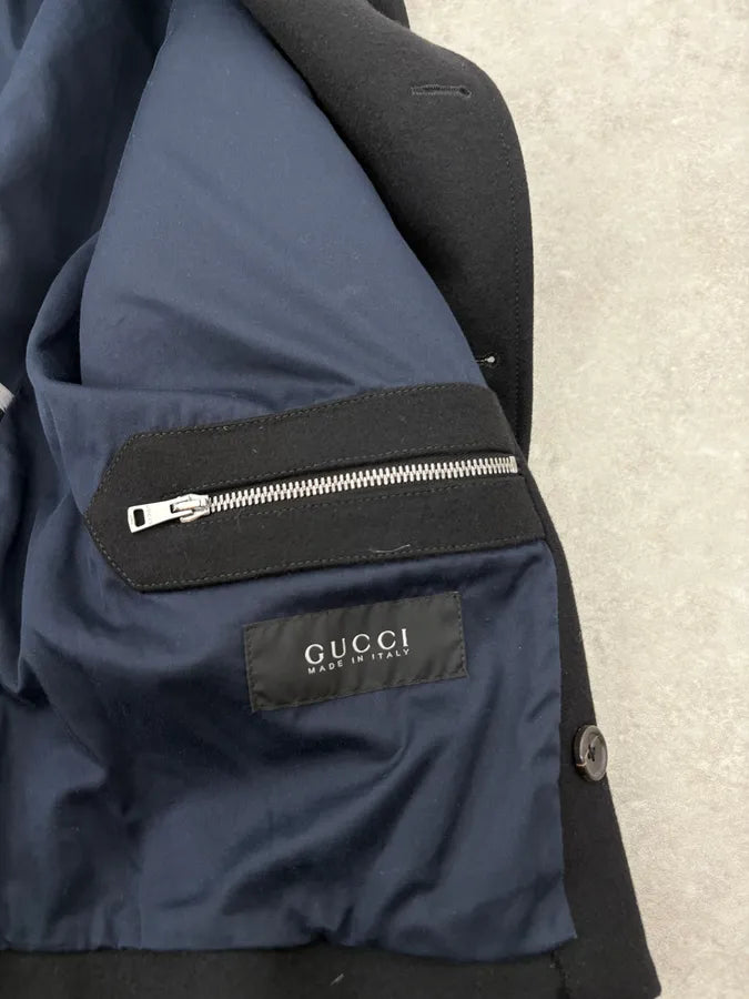 2010S Gucci Black Wool Classy Caban Officer Jacket BJjaJPX 8