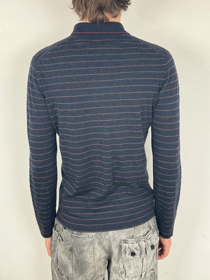AW2007 Gucci Navy Striped Longsleeve Polo kuLHpwm 2