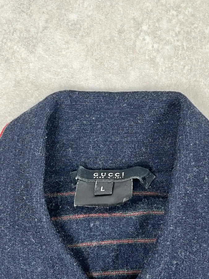 AW2007 Gucci Navy Striped Longsleeve Polo kuLHpwm 7
