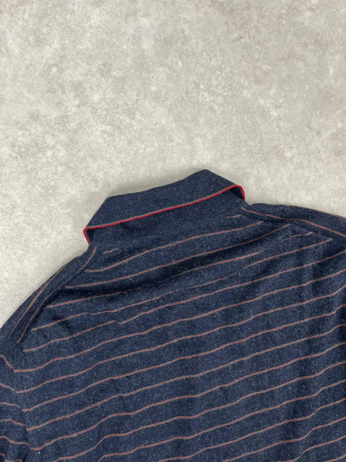 AW2007 Gucci Navy Striped Longsleeve Polo kuLHpwm 6