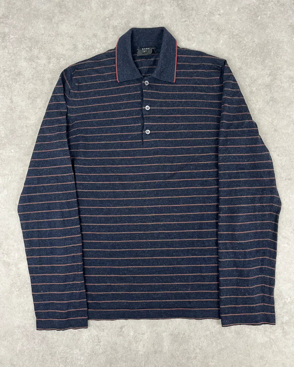 AW2007 Gucci Navy Striped Longsleeve Polo kuLHpwm 3