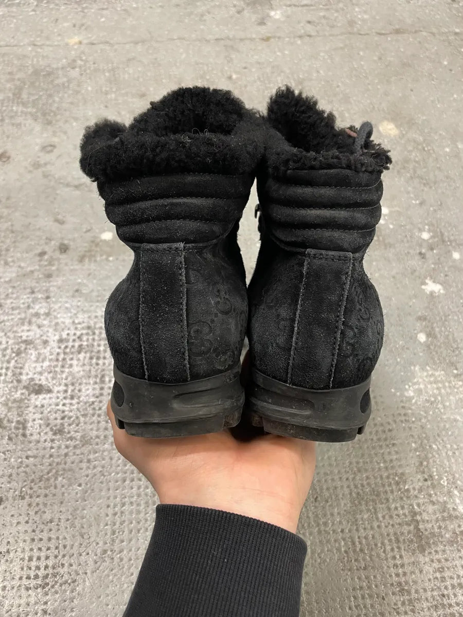 Gucci Nebraska Black Suede Fur Leather Boots (38.5eu/us6) 6