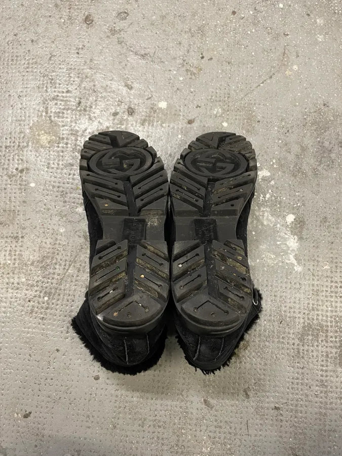 Gucci Nebraska Black Suede Fur Leather Boots (38.5eu/us6) 7