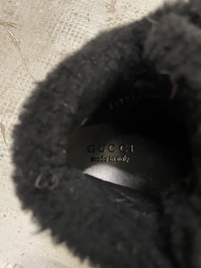 Gucci Nebraska Black Suede Fur Leather Boots (38.5eu/us6) 9