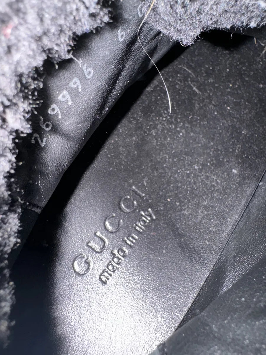 Gucci Nebraska Black Suede Fur Leather Boots YfLpXwk 6
