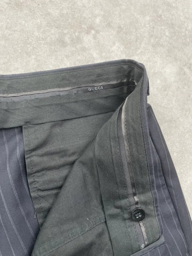 2000s Gucci Navy Wool Pinstriped Tailored Pants by Tom Ford iZWpotu 8