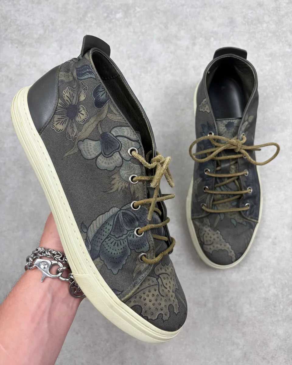 Gucci Olive Canvas Floral High Sneakers LJNWJOg 0