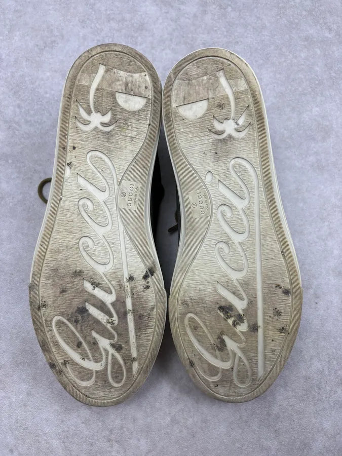 Gucci Olive Canvas Floral High Sneakers LJNWJOg 6
