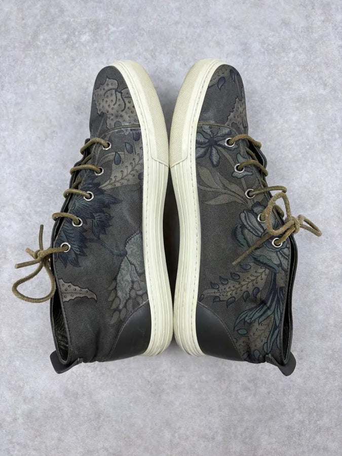 Gucci Olive Canvas Floral High Sneakers LJNWJOg 4