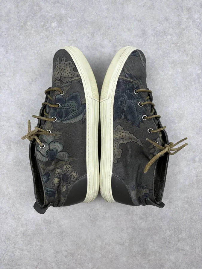 Gucci Olive Canvas Floral High Sneakers LJNWJOg 3