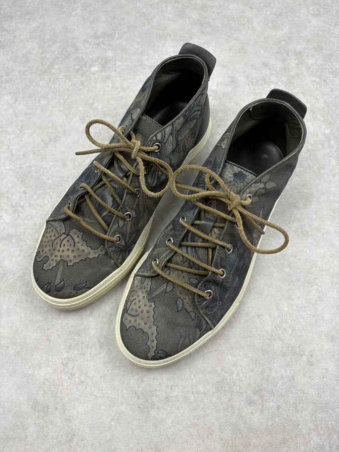Gucci Olive Canvas Floral High Sneakers LJNWJOg 2