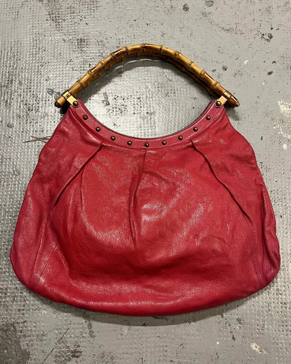 Gucci Pink Leather Bamboo Handle Shoulder Bag WbSOTNF 0