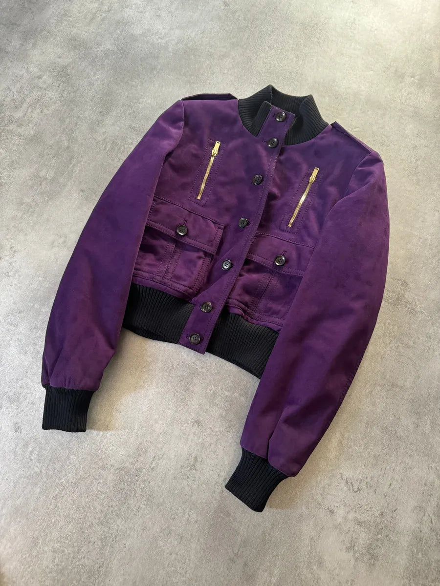 AW2009 Gucci Purple Madonna Leather Jacket by Frida Giannini edWXMJb 5