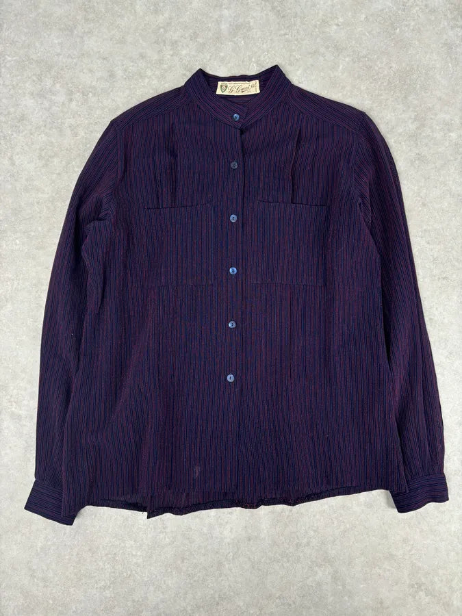 1990s Gucci Purple Wool Striped Shirt XtMOsUx 0