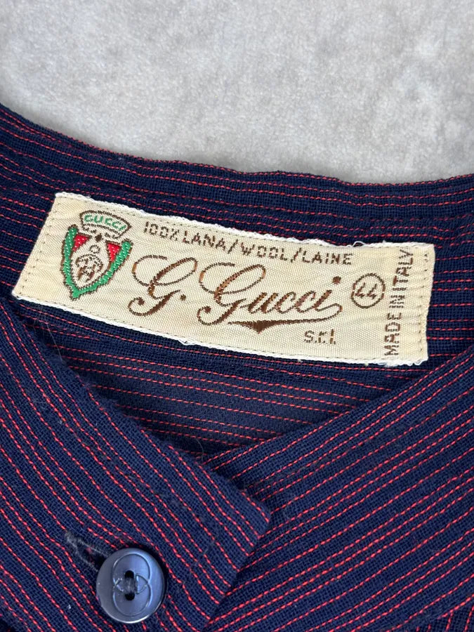 1990s Gucci Purple Wool Striped Shirt XtMOsUx 8