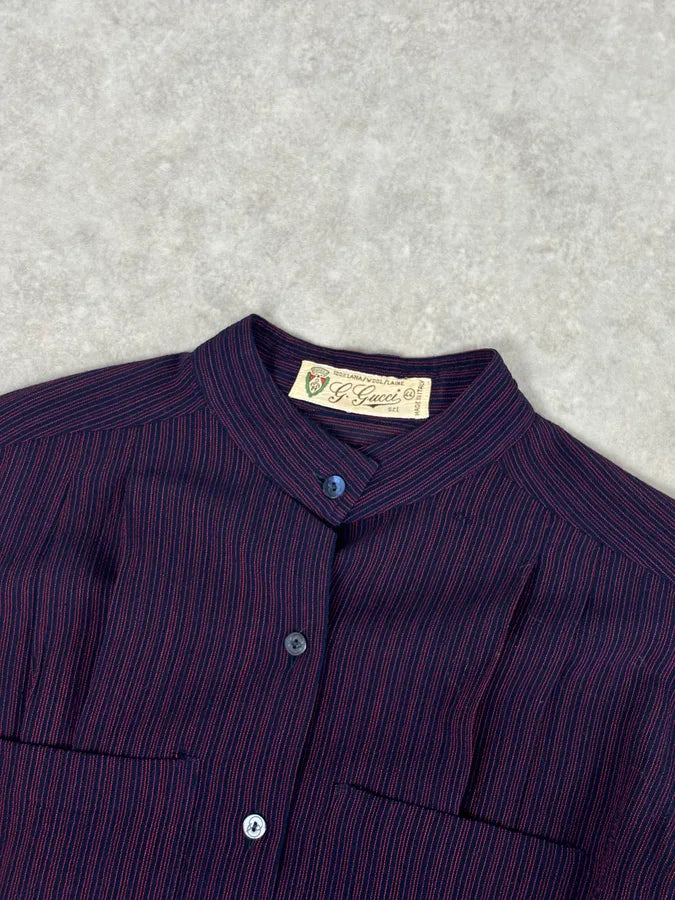 1990s Gucci Purple Wool Striped Shirt XtMOsUx 3