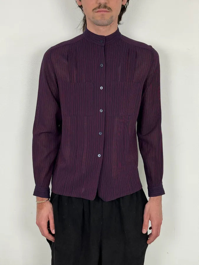 1990s Gucci Purple Wool Striped Shirt XtMOsUx 1