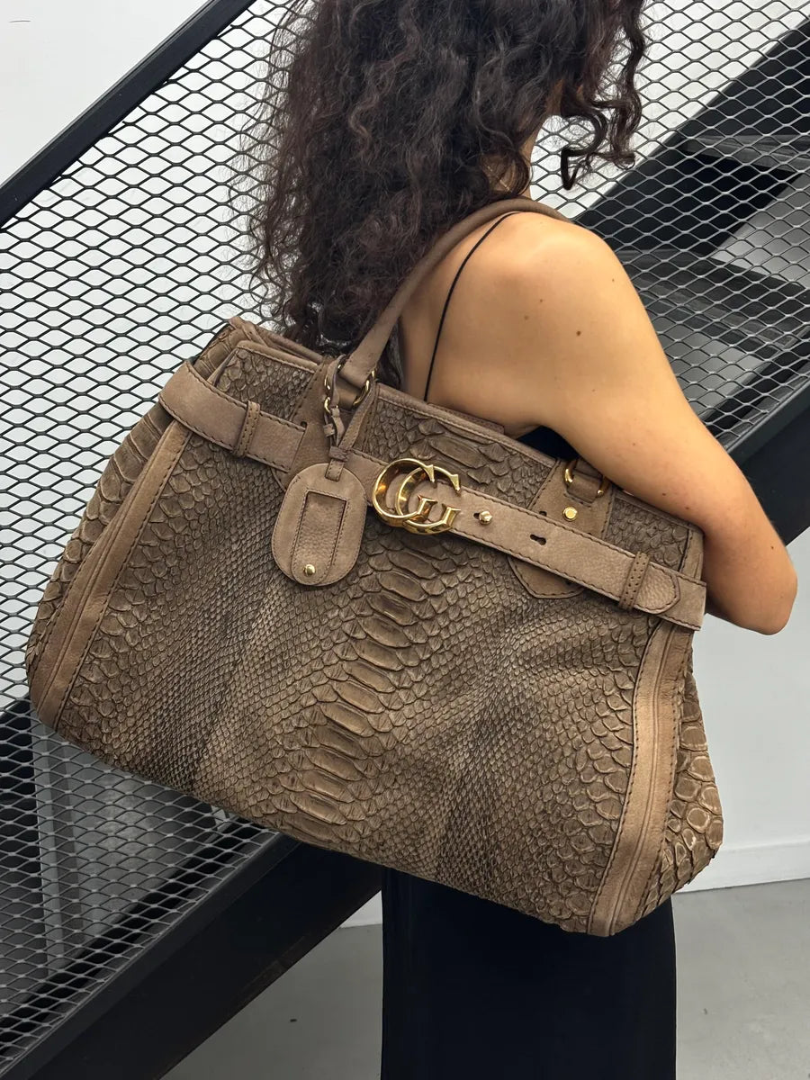Gucci Brown GG Running Python Leather Bag cnCEKMx 1
