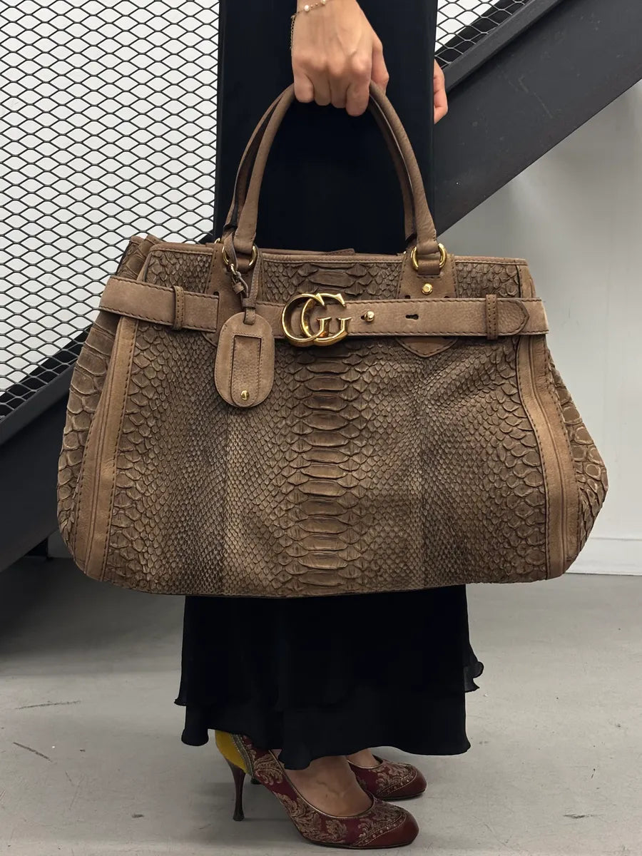 Gucci Brown GG Running Python Leather Bag cnCEKMx 0