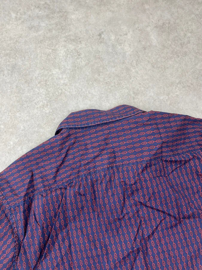 2010s Gucci Red & Navy Chain Link Shirt YvVYiRY 5