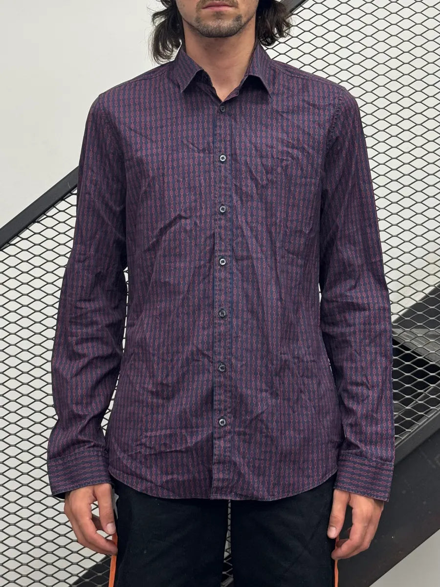 2010s Gucci Red & Navy Chain Link Shirt YvVYiRY 0