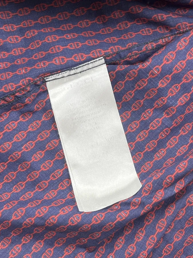 2010s Gucci Red & Navy Chain Link Shirt YvVYiRY 9