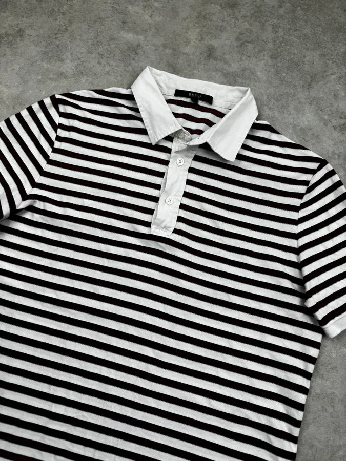 SS2008 Gucci Red Burgundy Cotton Striped Polo by Frida Giannini eZFQViZ 4