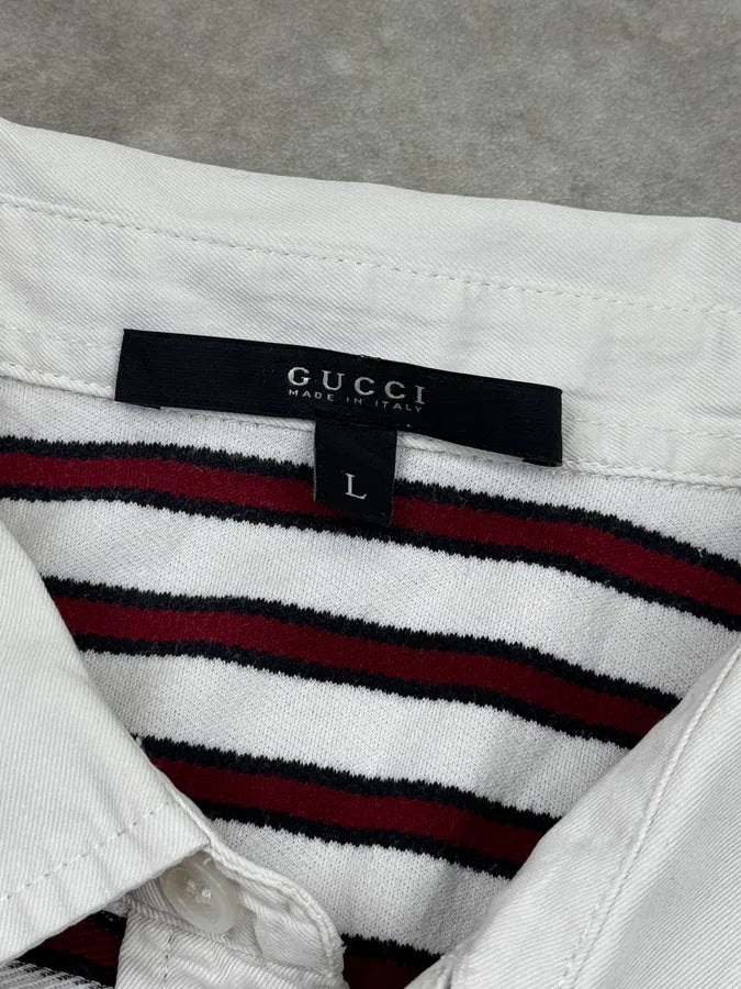 SS2008 Gucci Red Burgundy Cotton Striped Polo by Frida Giannini eZFQViZ 7