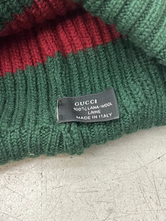 Gucci Red Green Signature Wool Striped Beanie Hat QazdNsa 7