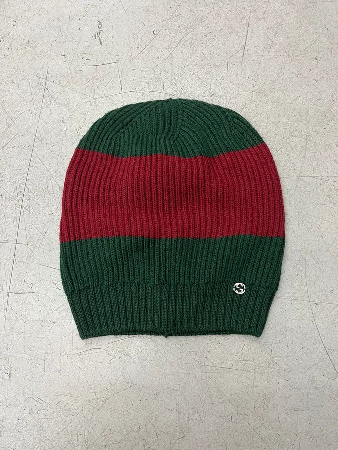 Gucci Red Green Signature Wool Striped Beanie Hat QazdNsa 0