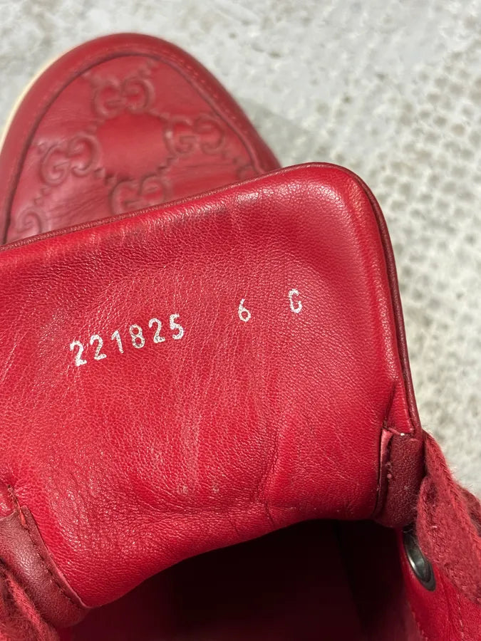 Gucci Red Leather GG Monogram High Sneakers KSOfKzk 16