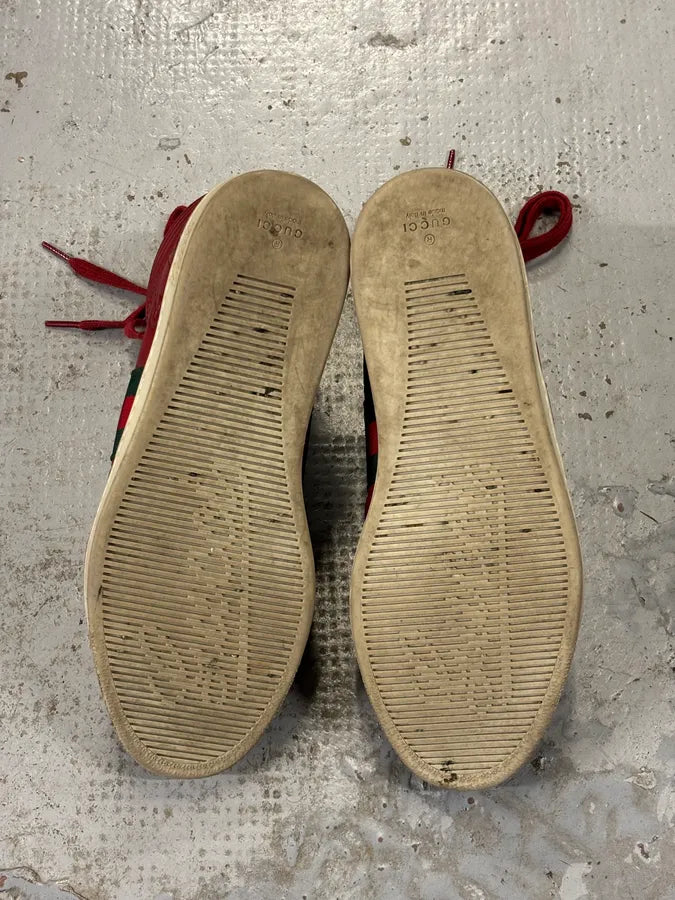 Gucci Red Leather GG Monogram High Sneakers KSOfKzk 11