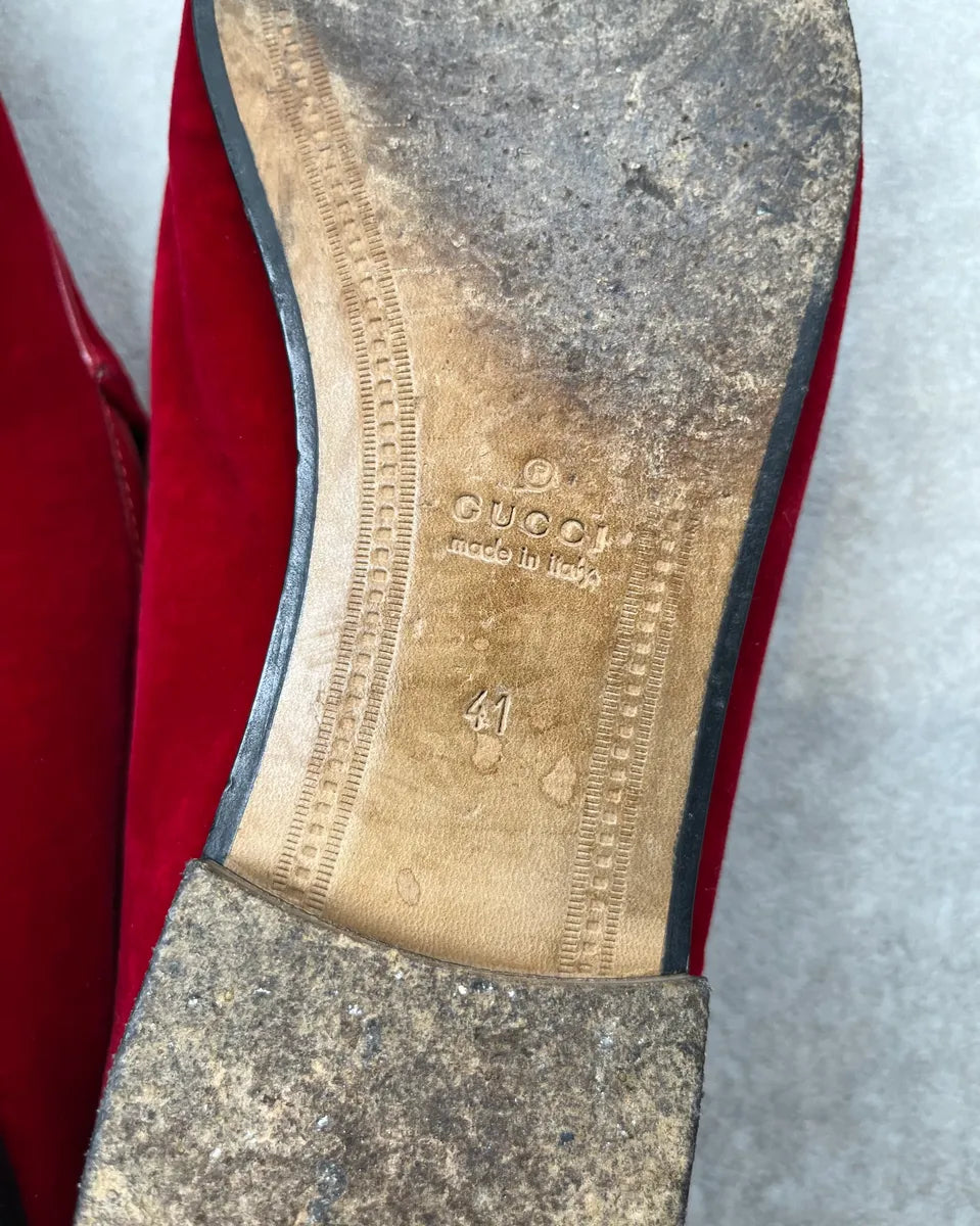 Gucci Red Malaga Velvet Jordaan Loafers FMeEphG 10