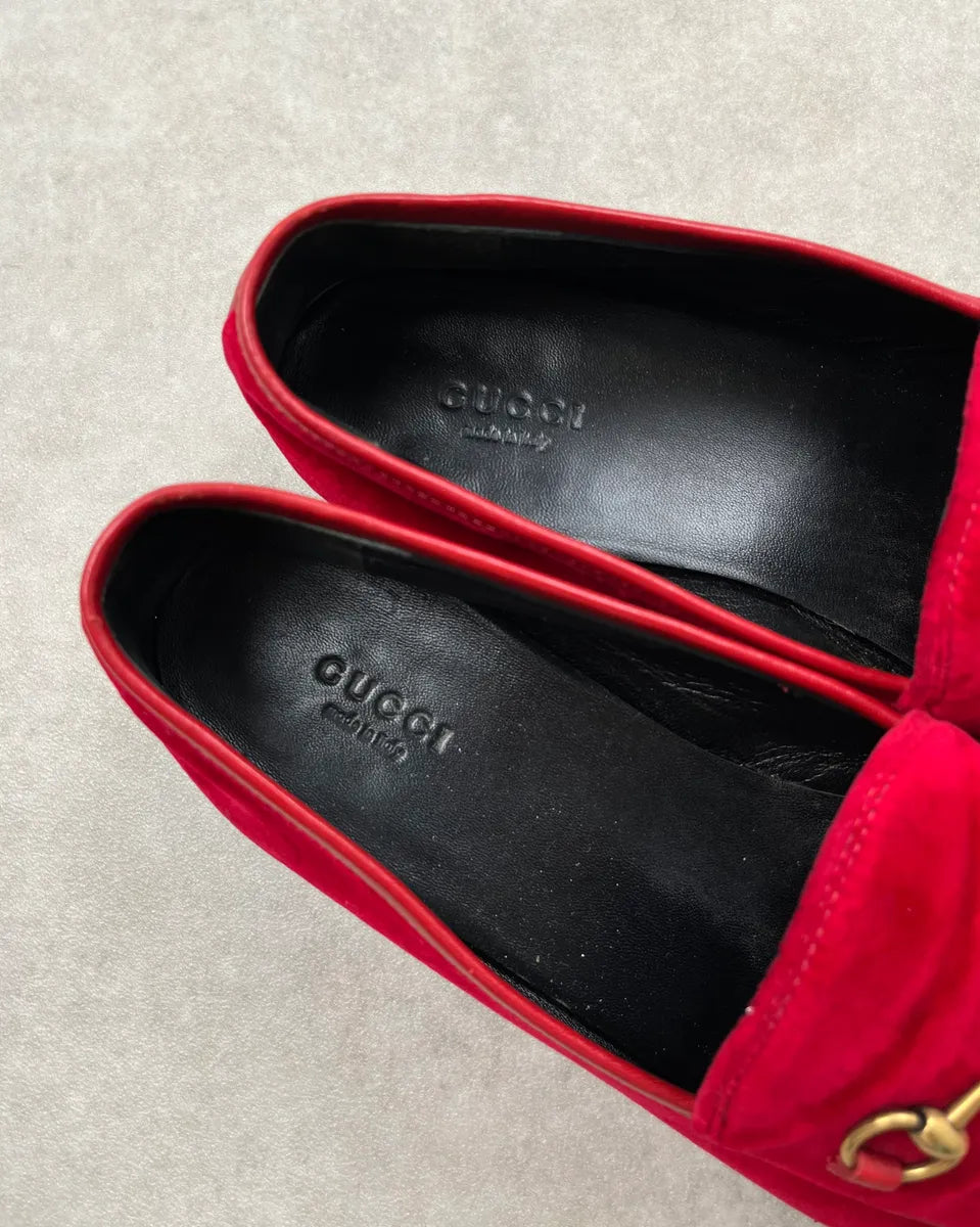 Gucci Red Malaga Velvet Jordaan Loafers FMeEphG 7