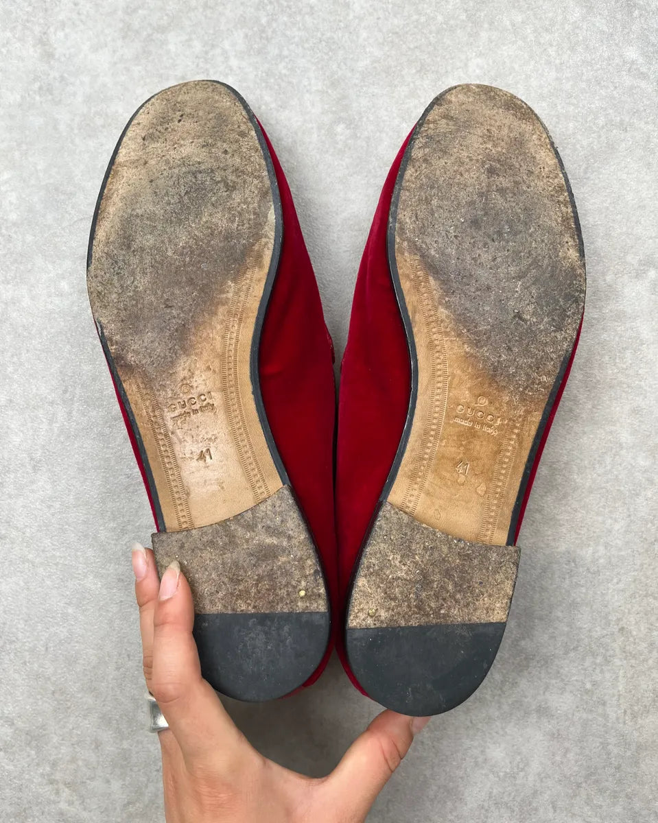 Gucci Red Malaga Velvet Jordaan Loafers FMeEphG 9