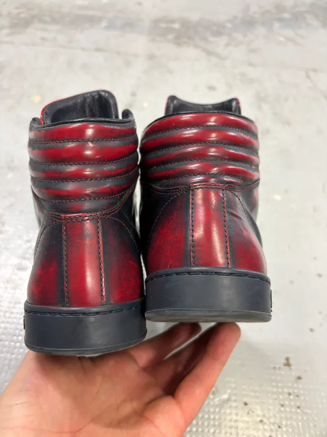 Gucci Red Black Leather Logo High-Top Sneakers HKKHkzL 5