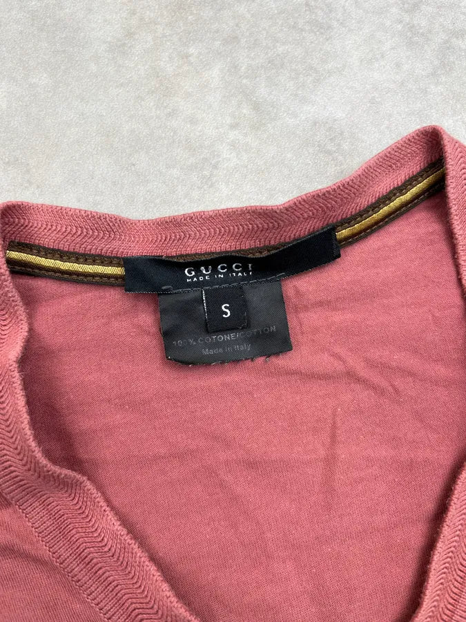 Gucci Faded Pink V Neck T-Shirt LPXnIle 6