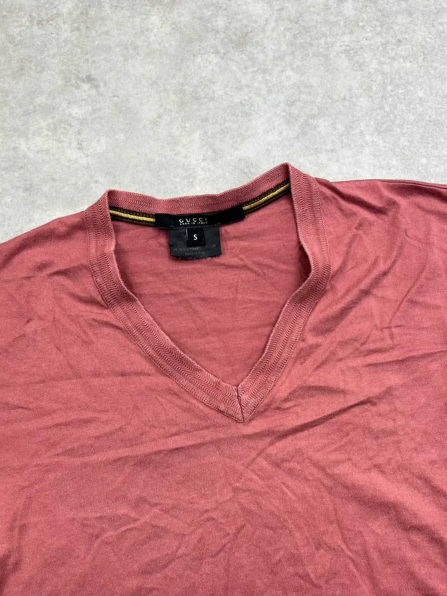 Gucci Faded Pink V Neck T-Shirt LPXnIle 4