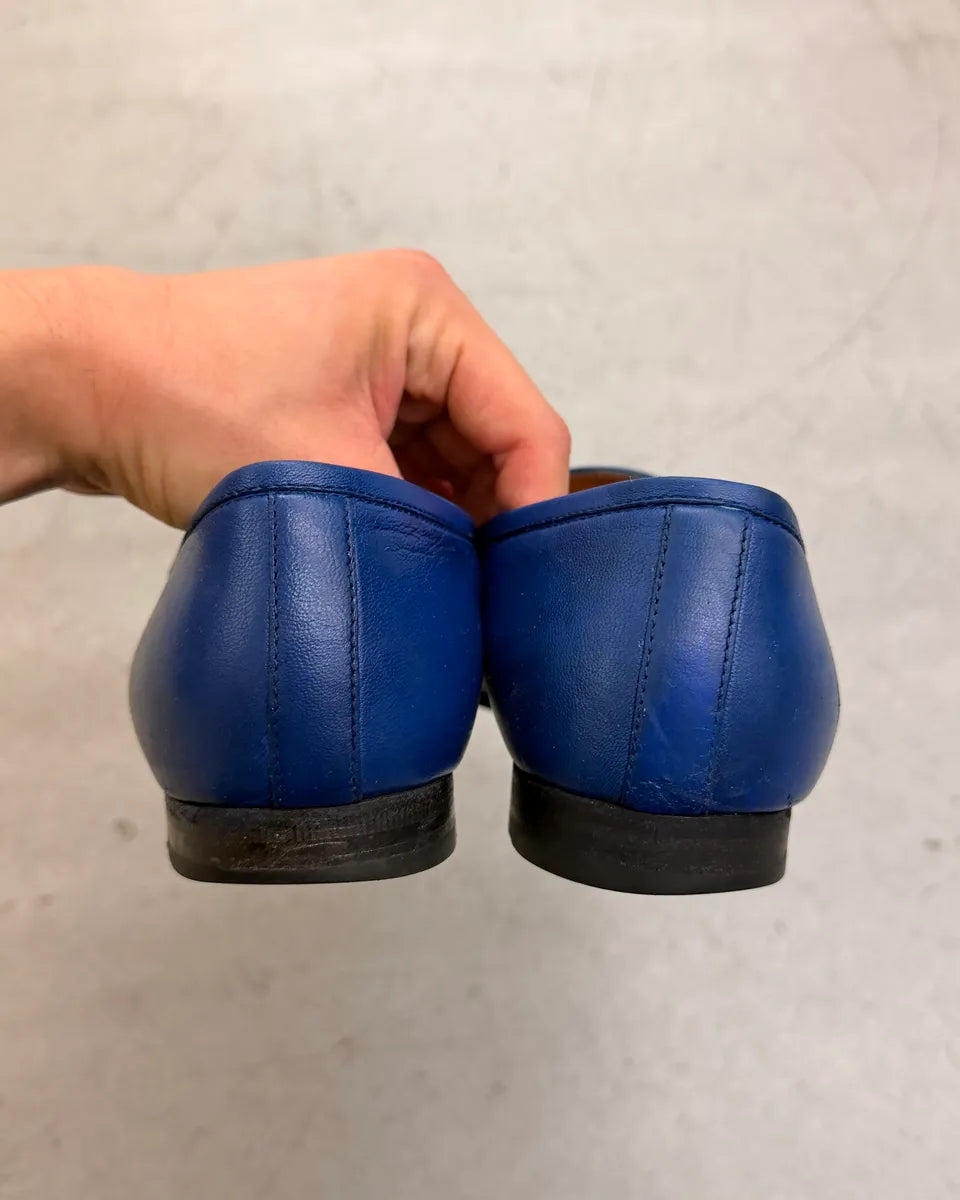 Gucci Royal Blue Leather Horsebit Jordaan Loafer Shoes akMMPkg 4