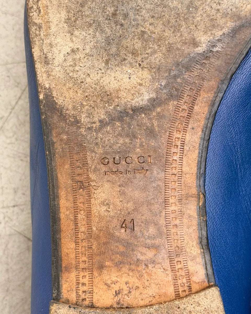 Gucci Royal Blue Leather Horsebit Jordaan Loafer Shoes akMMPkg 7