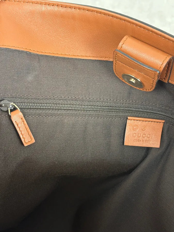 Gucci Light Camel Brown Leather Monogram Bag AfcRHQh 11