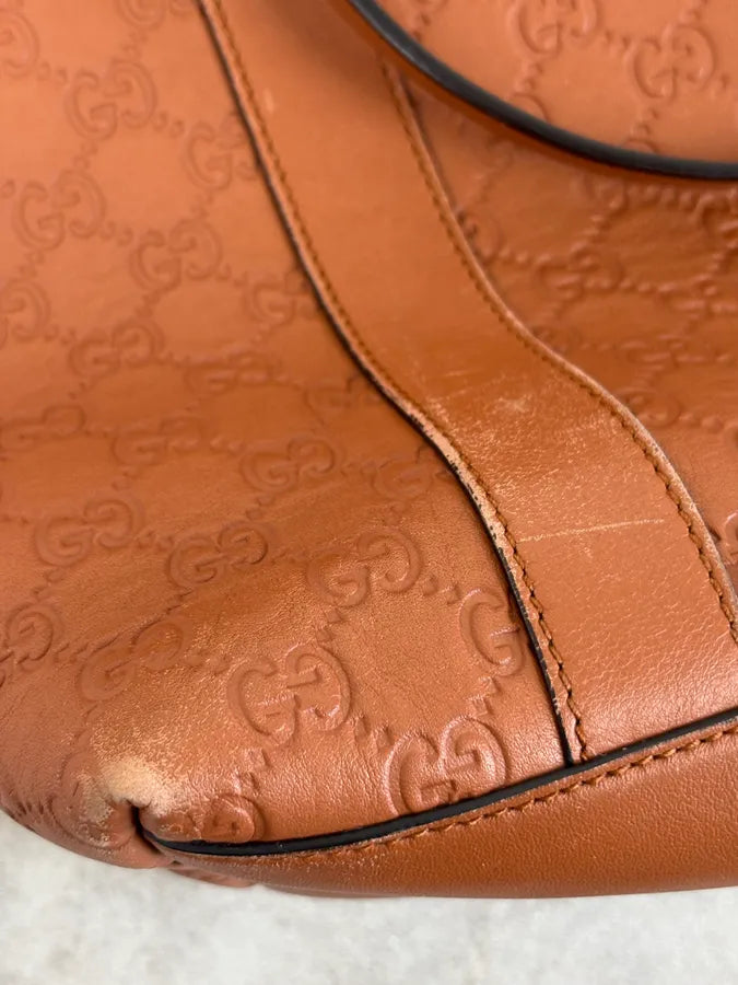 Gucci Light Camel Brown Leather Monogram Bag AfcRHQh 12